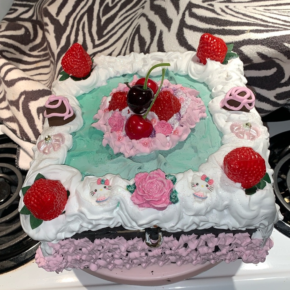 Hello Kitty strawberry cherries roses whipped cream chocolates storage box